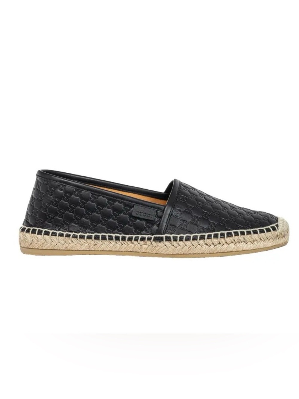 Gucci Black Embossed Leather Espadrille